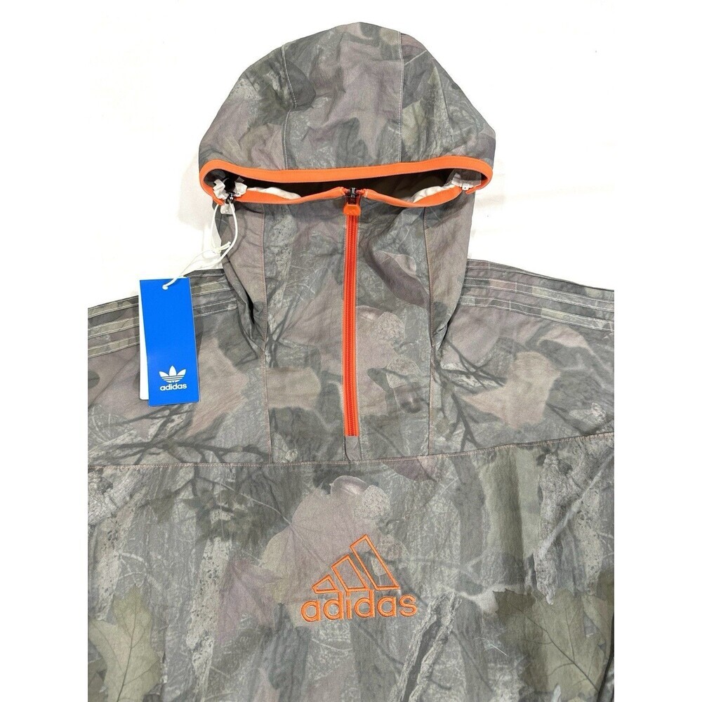 Adidas Camo Jacket Q1 Mens M  Gray Hooded Anorak 1/4 Zip Lined Outdoor JD5418 - Picture 7 of 13